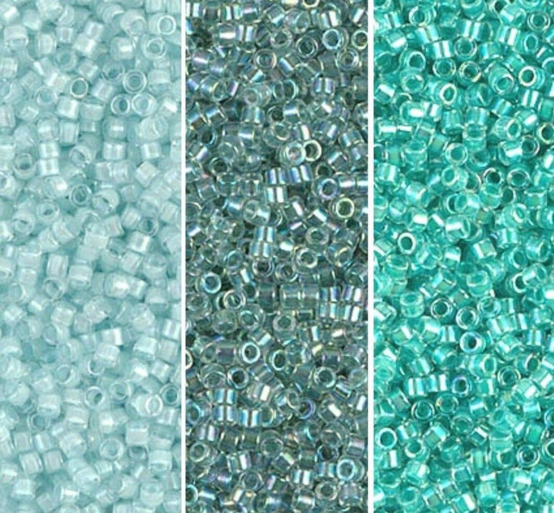 Miyuki Delica Seed Beads Bundle: Size 11/0, Seafoam Mist Collection - DB078, DB079, DB084-3 Tubes of 7.2 Grams ea - Image 2